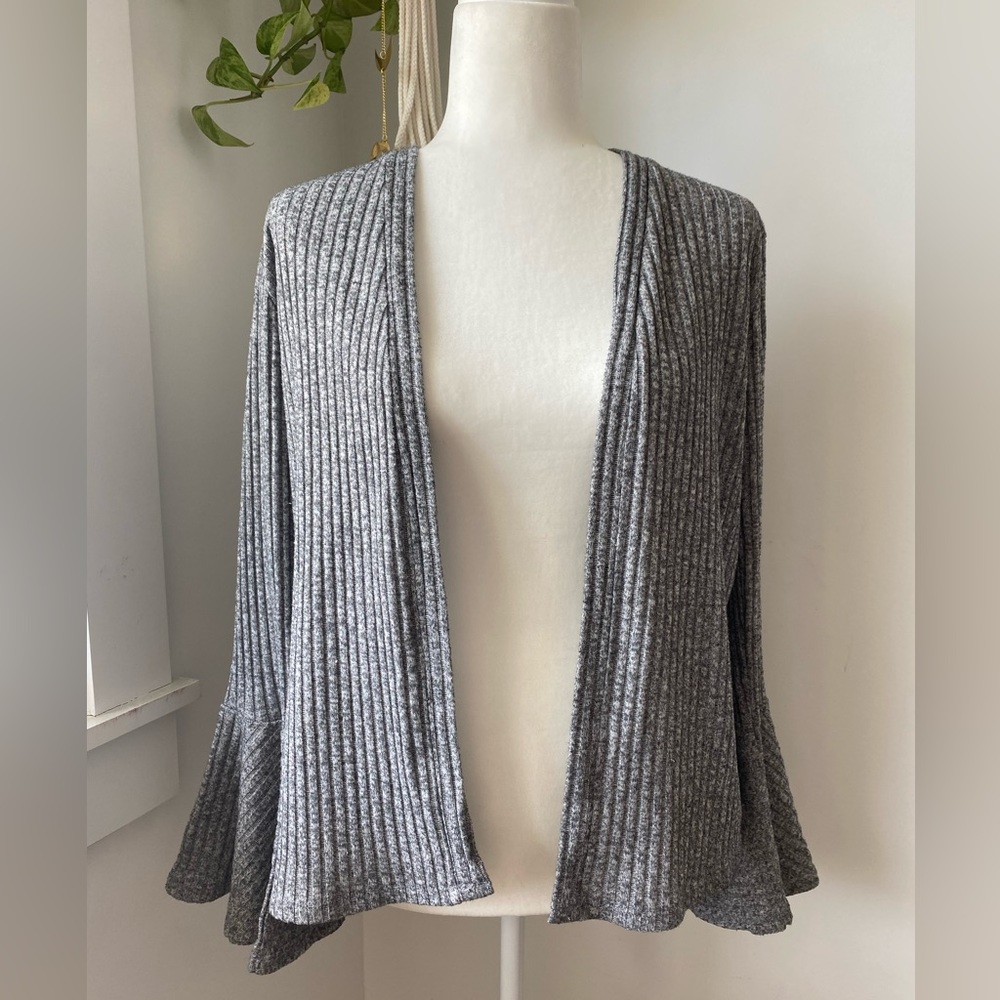Philosophy Bluish Gray Ribbed Cardigan Bell Sleeves Lightweight Fits all Sizes